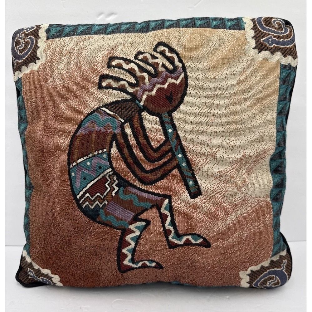 Kokopelli Pillow Southwest Flute‎ Player Dancer Throw Toss Native 15" Tapestry